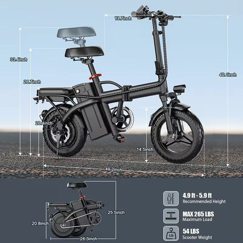 500W Peak-Power, A 48V 6AH Removable Battery, And 14-Inch Tires