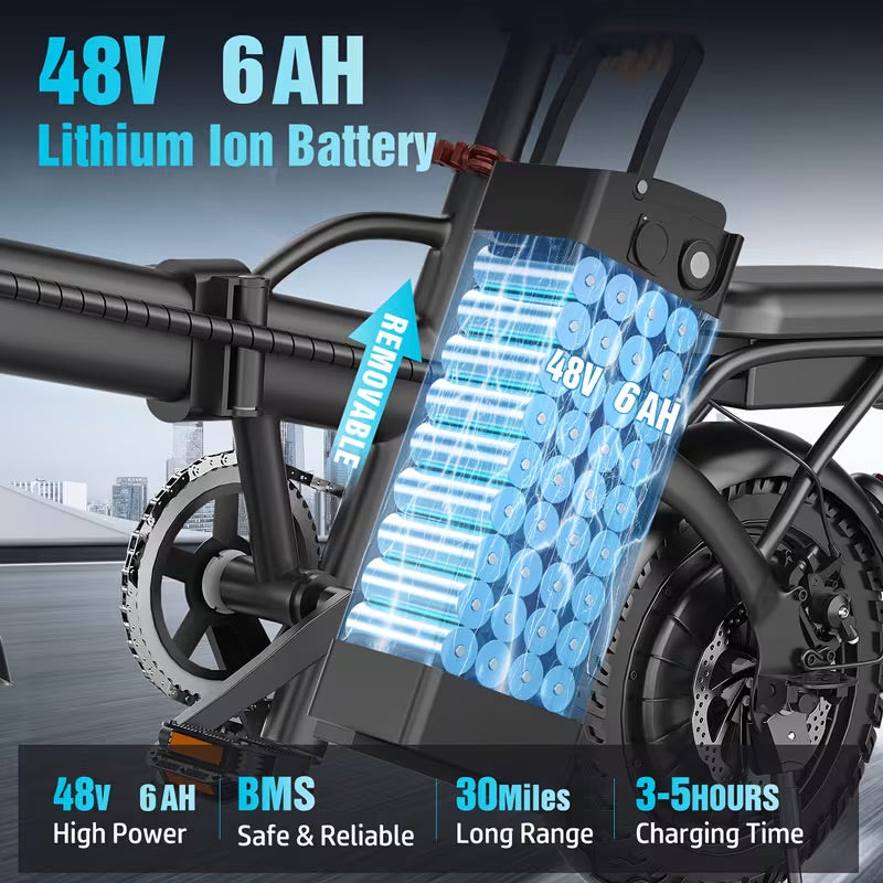 500W Peak-Power, A 48V 6AH Removable Battery, And 14-Inch Tires